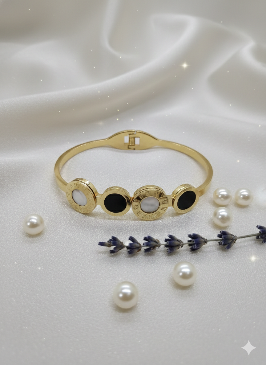 Roman Elegance Gold Cuff Bracelet