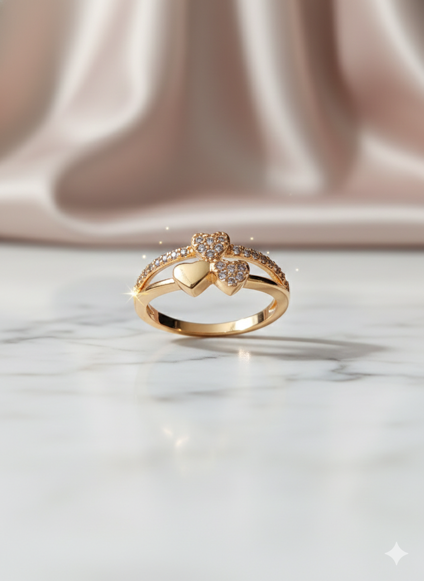 Double Heart Sparkle Ring