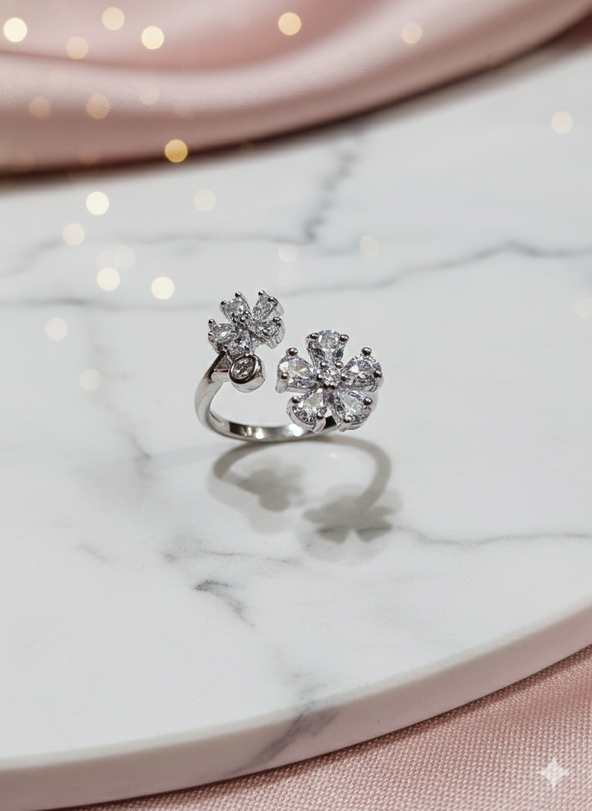 Silver Blossom Open Ring