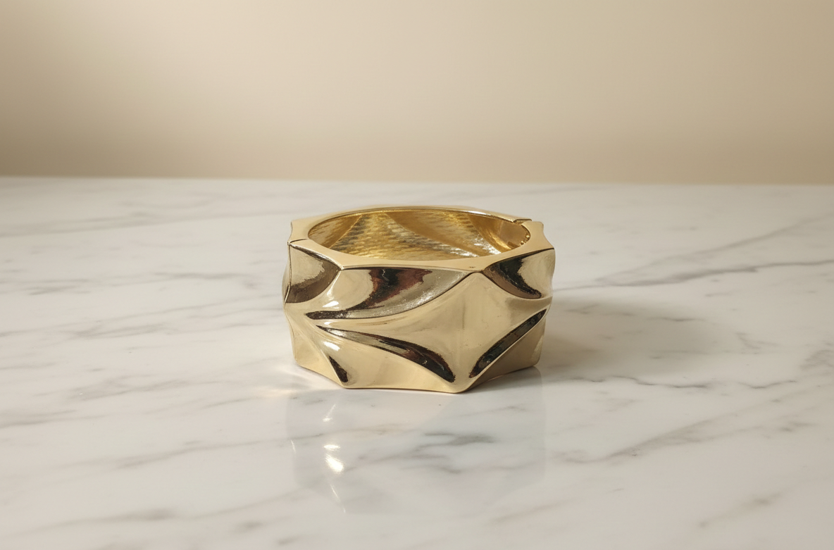Bold Textured Gold Statement Cuff