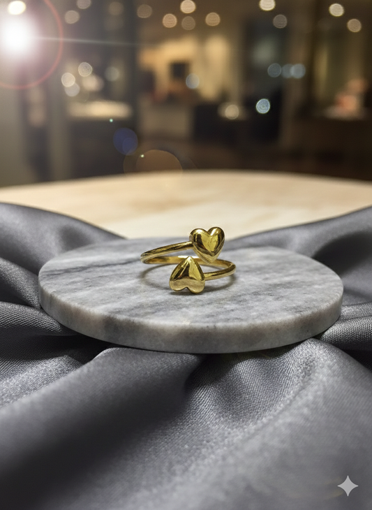 Golden Heart Duo Anti-Tarnish Ring