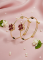 Elegant Floral Ruby-Red Gold-Plated Bangles (Set of 2)