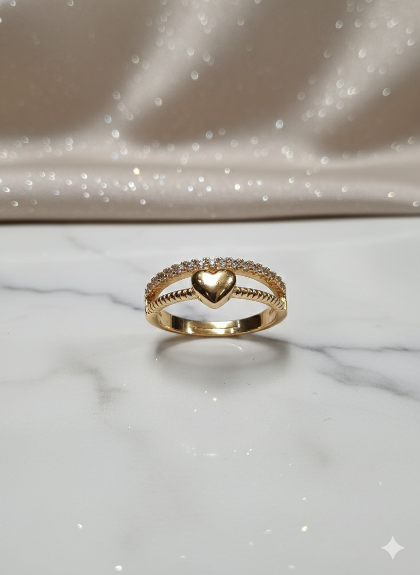 Golden Heart Sparkle Ring
