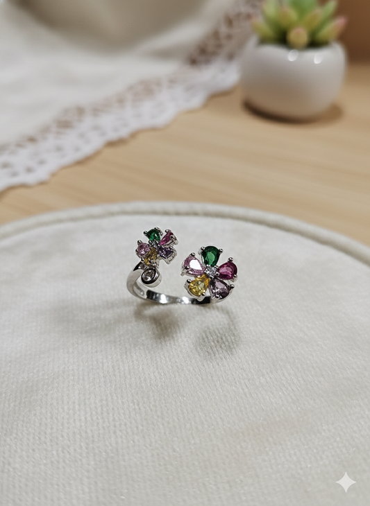 Multi Colour Blossom Open Ring