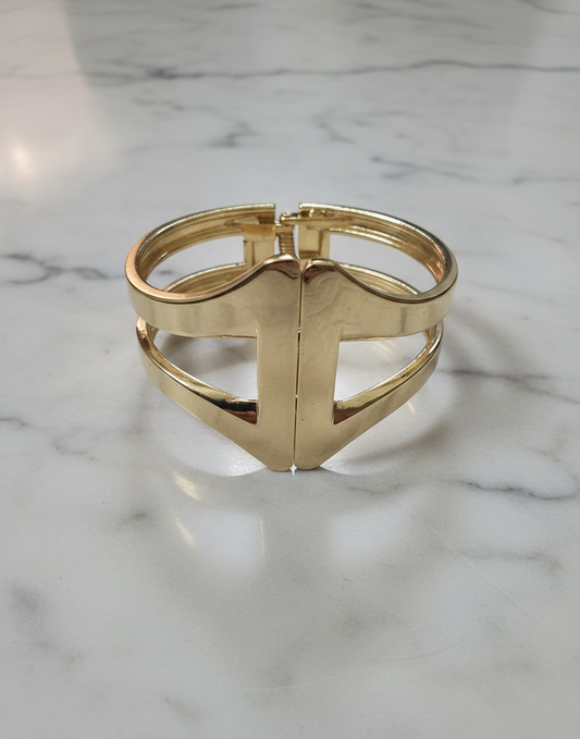 Modern Gold-Tone Geometric Cuff Bracelet