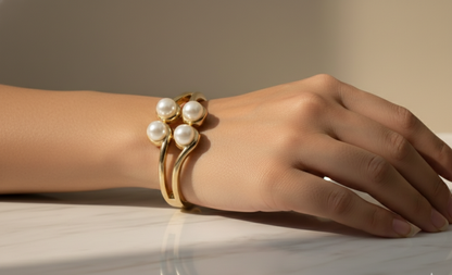 Regal Quad-Pearl Statement Bangle