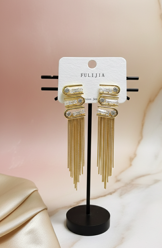 Art Deco Champagne Tassel Earrings