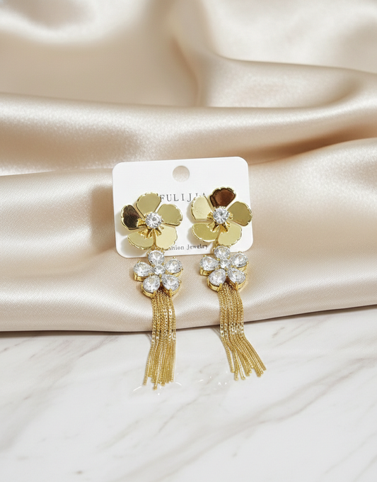 Crystal Tassel Statement Earrings